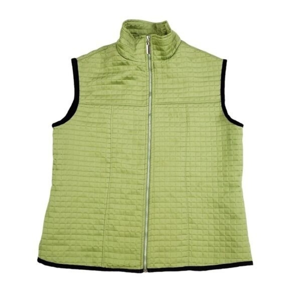 Robert Kitchen Quilted Vest M Womens Lime Green Zip Made in Canada Transitional